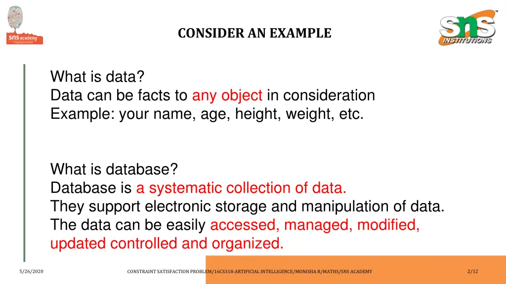 consider an example