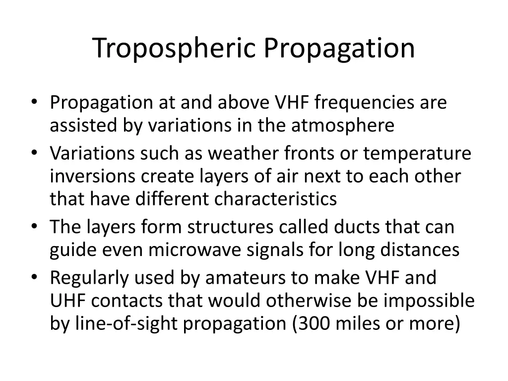 tropospheric propagation