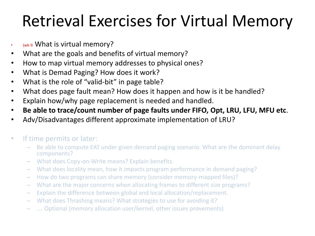 retrieval exercises for virtual memory