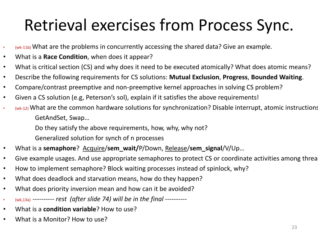 retrieval exercises from process sync