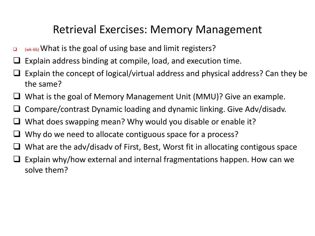 retrieval exercises memory management