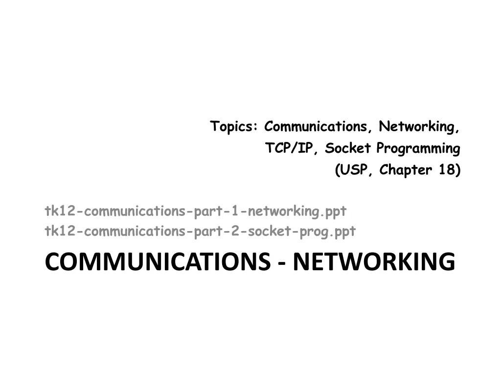 topics communications networking tcp ip socket