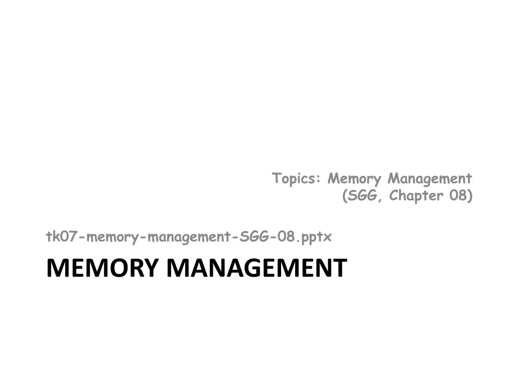 topics memory management sgg chapter 08