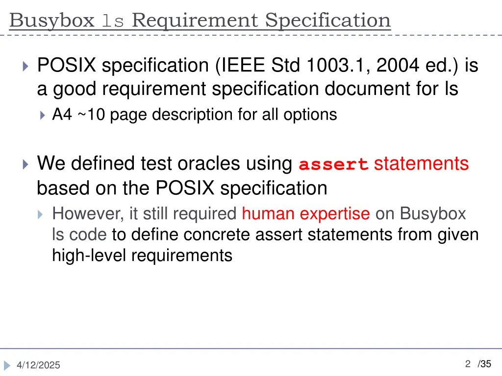 busybox ls requirement specification