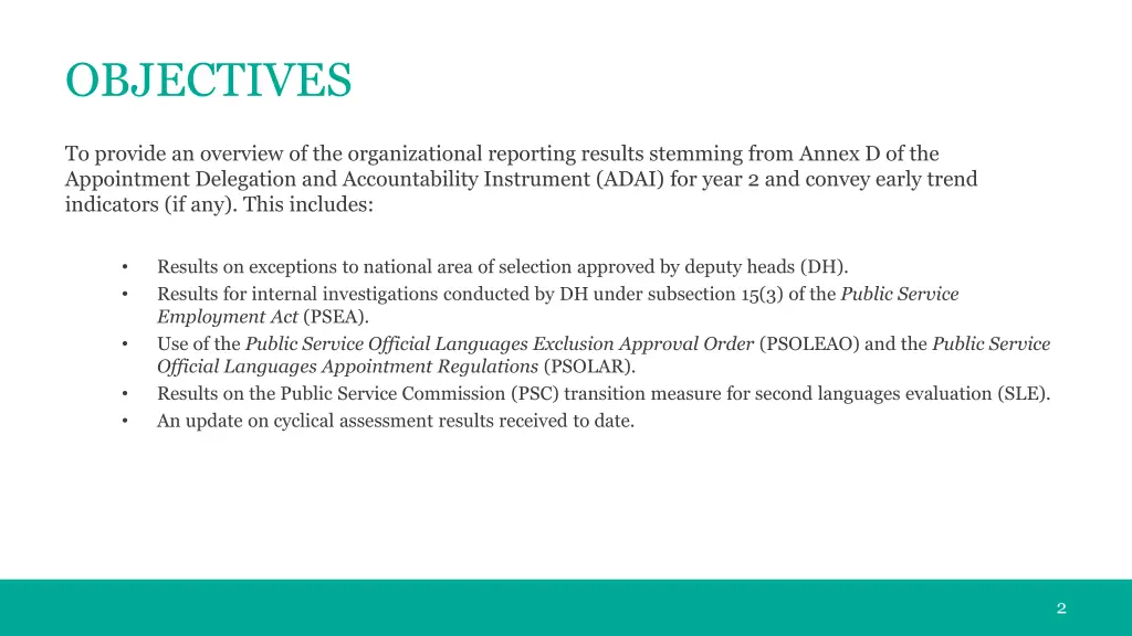 objectives
