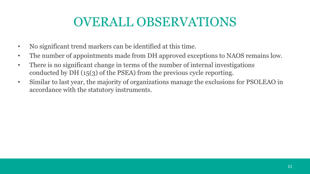 overall observations