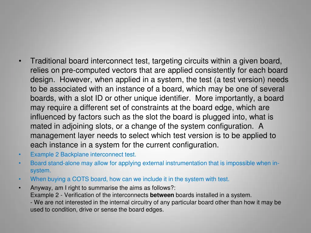 traditional board interconnect test targeting