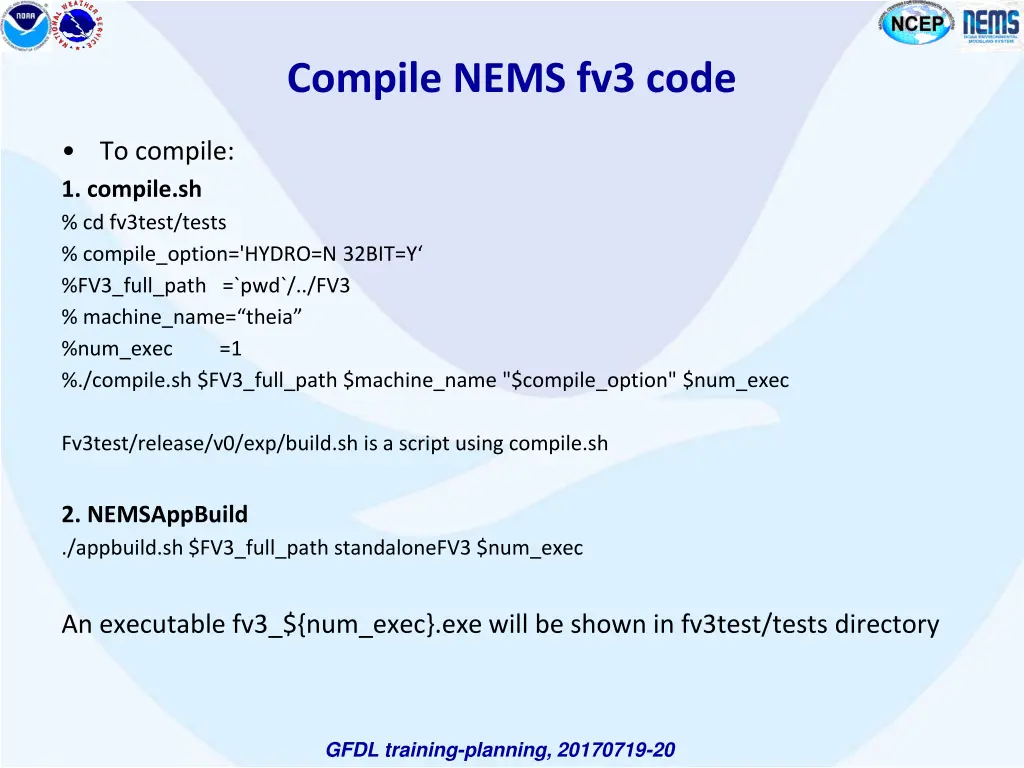compile nems fv3 code