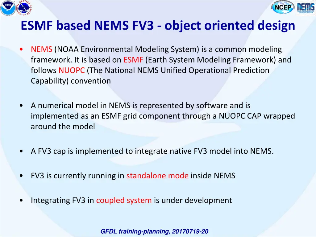 esmf based nems fv3 object oriented design