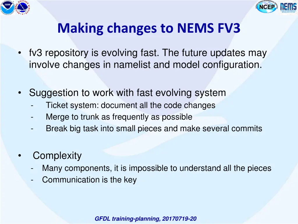 making changes to nems fv3