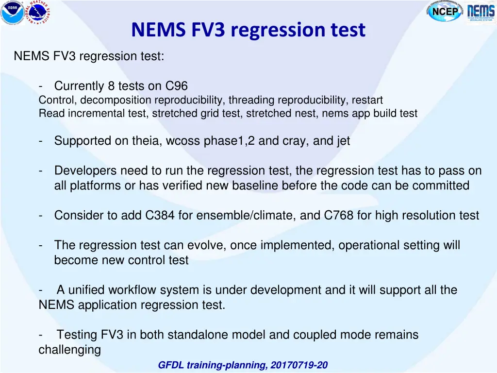 nems fv3 regression test