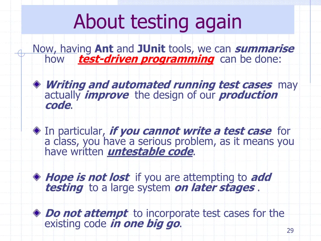 about testing again