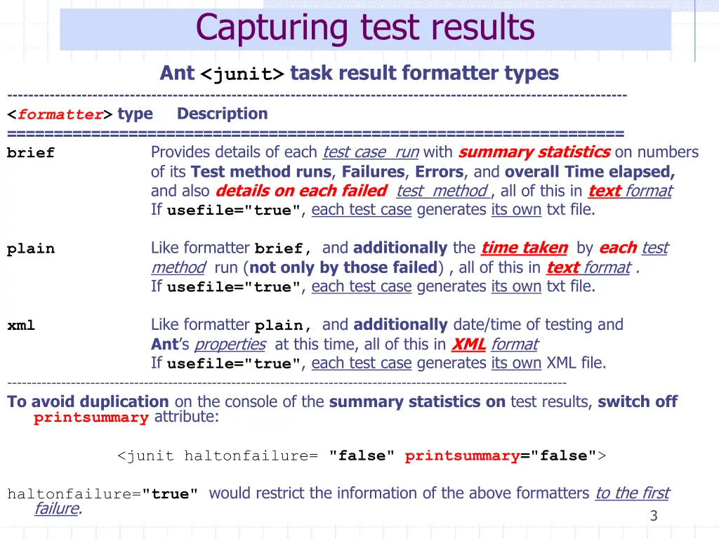 capturing test results 1