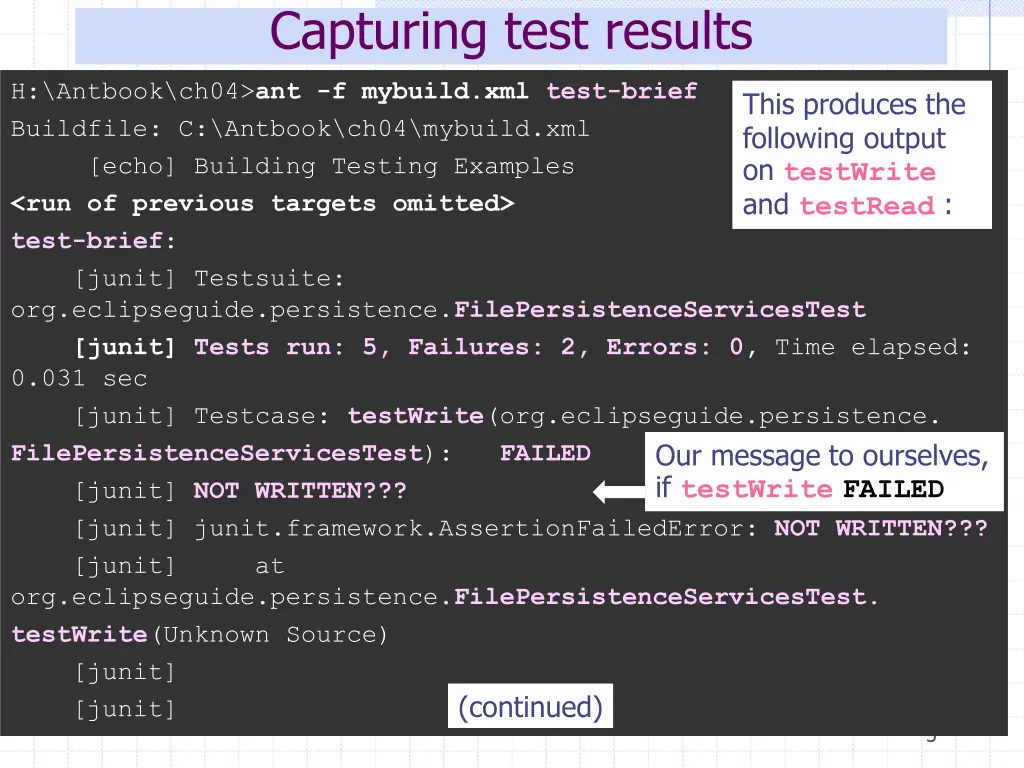 capturing test results 2
