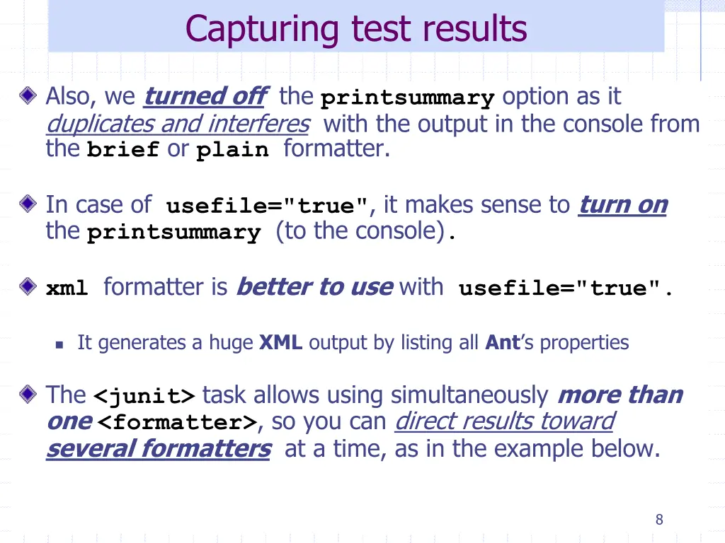 capturing test results 3