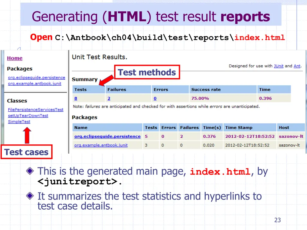 generating html test result reports 3