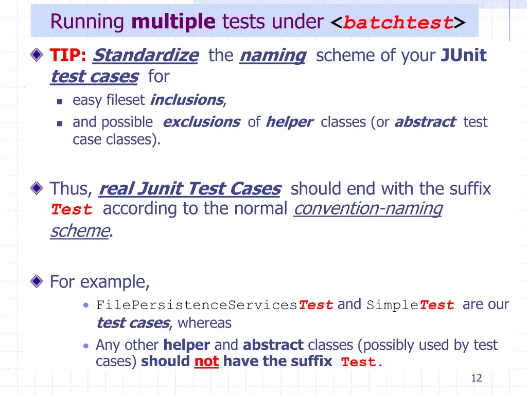 running multiple tests under batchtest 1
