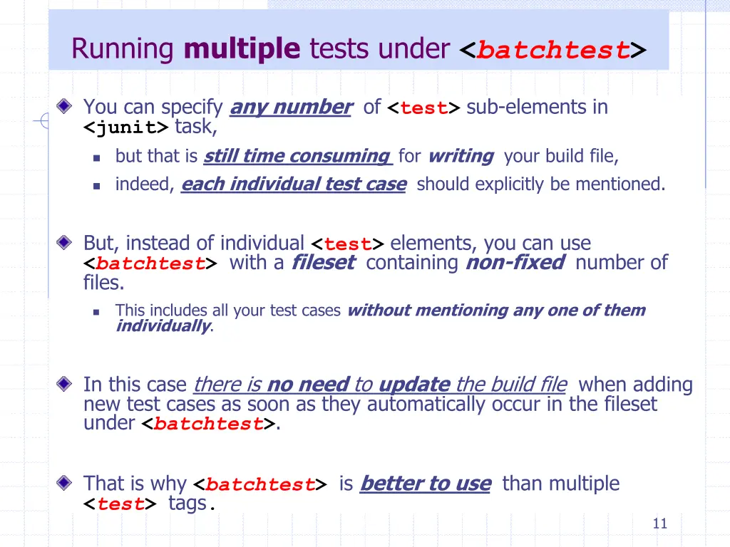 running multiple tests under batchtest