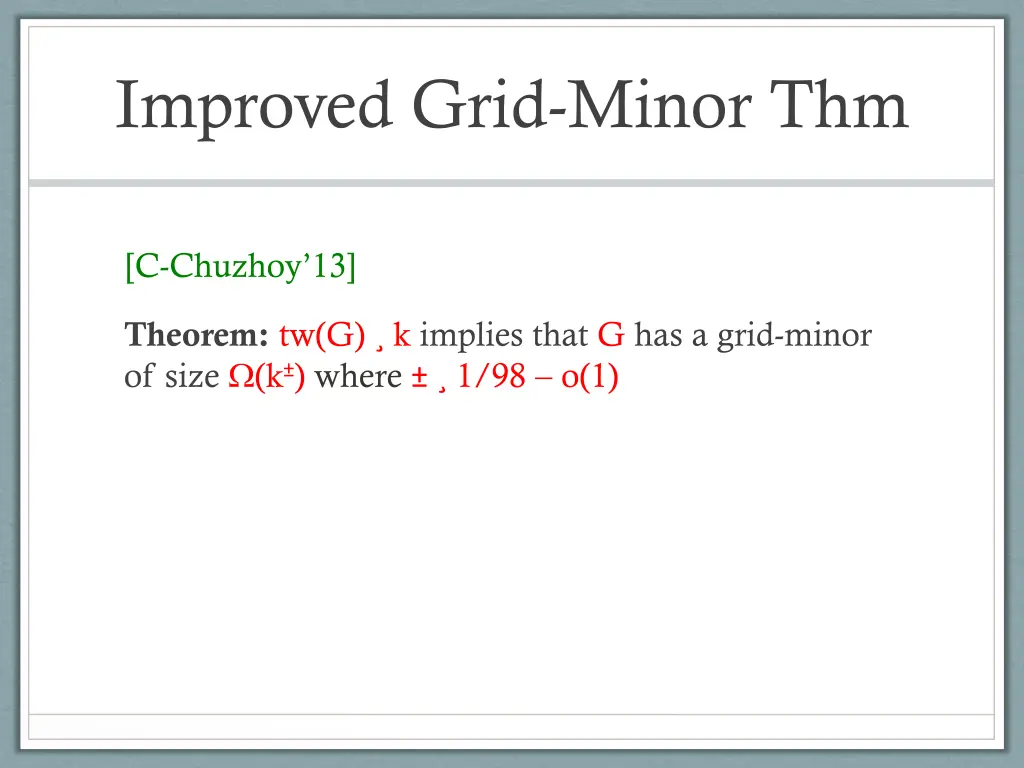 improved grid minor thm
