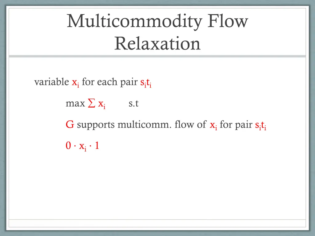 multicommodity flow relaxation