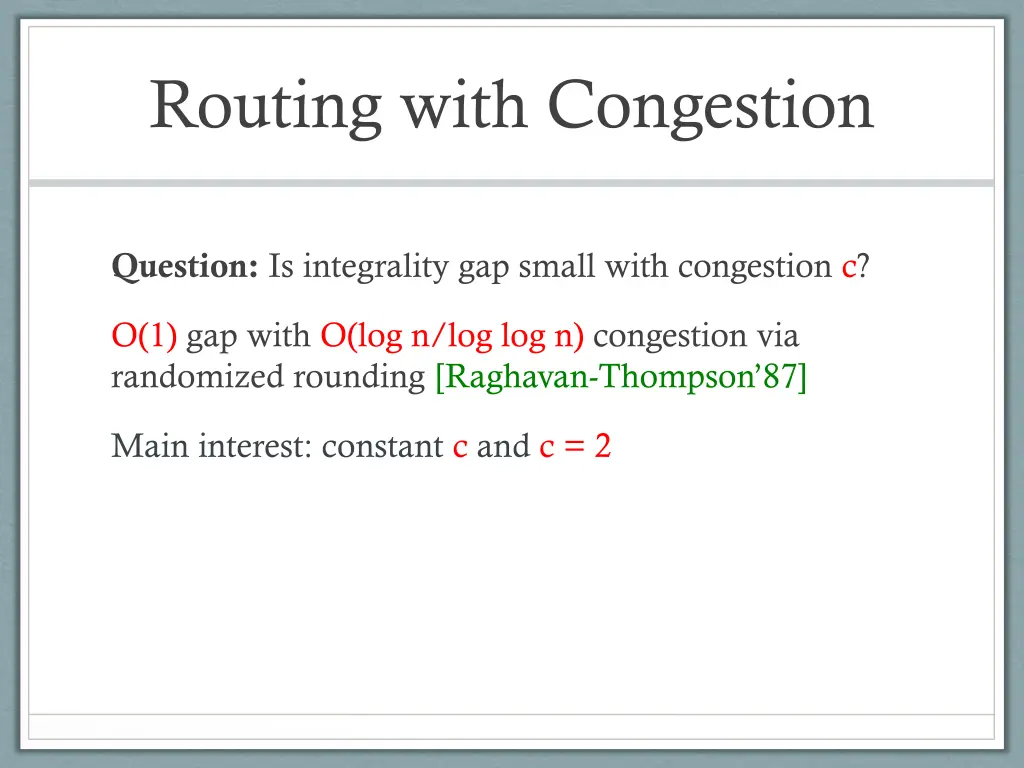 routing with congestion