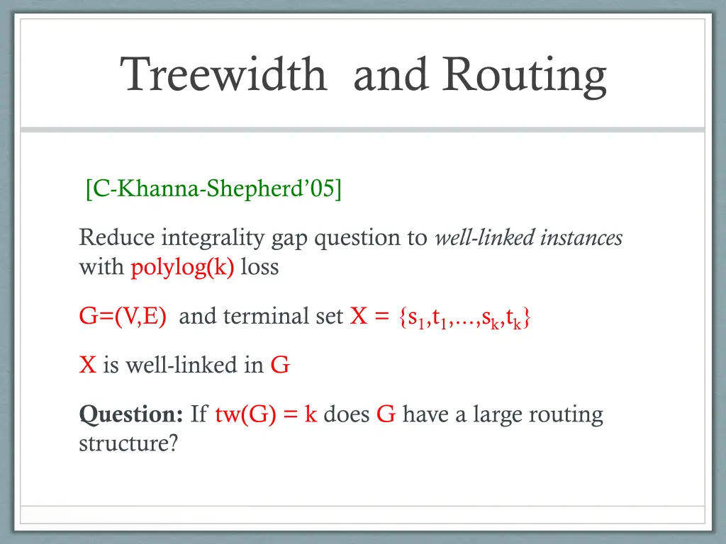 treewidth and routing 1