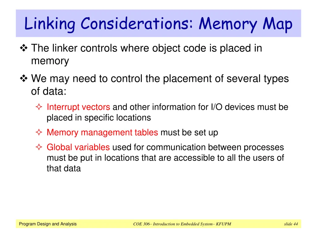 linking considerations memory map