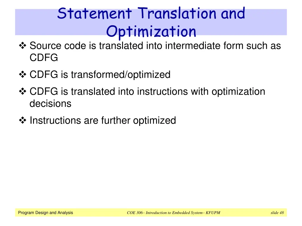 statement translation and optimization source