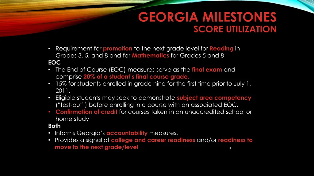 georgia milestones score utilization