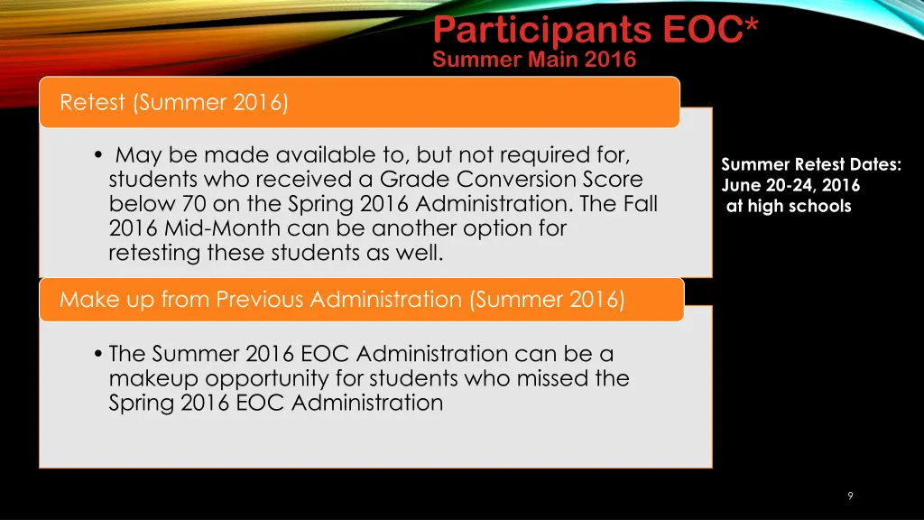 participants eoc summer main 2016