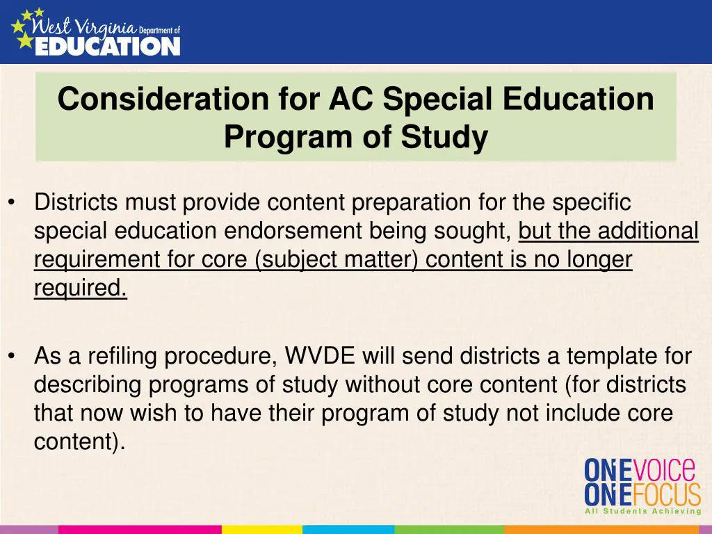 consideration for ac special education program