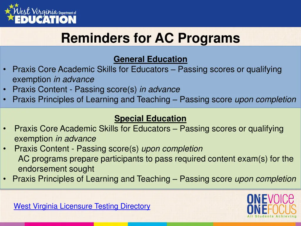 reminders for ac programs
