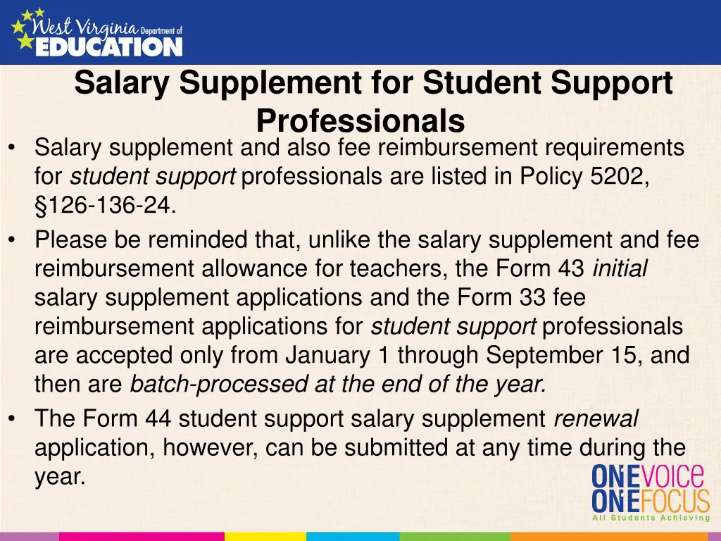 salary supplement for student support