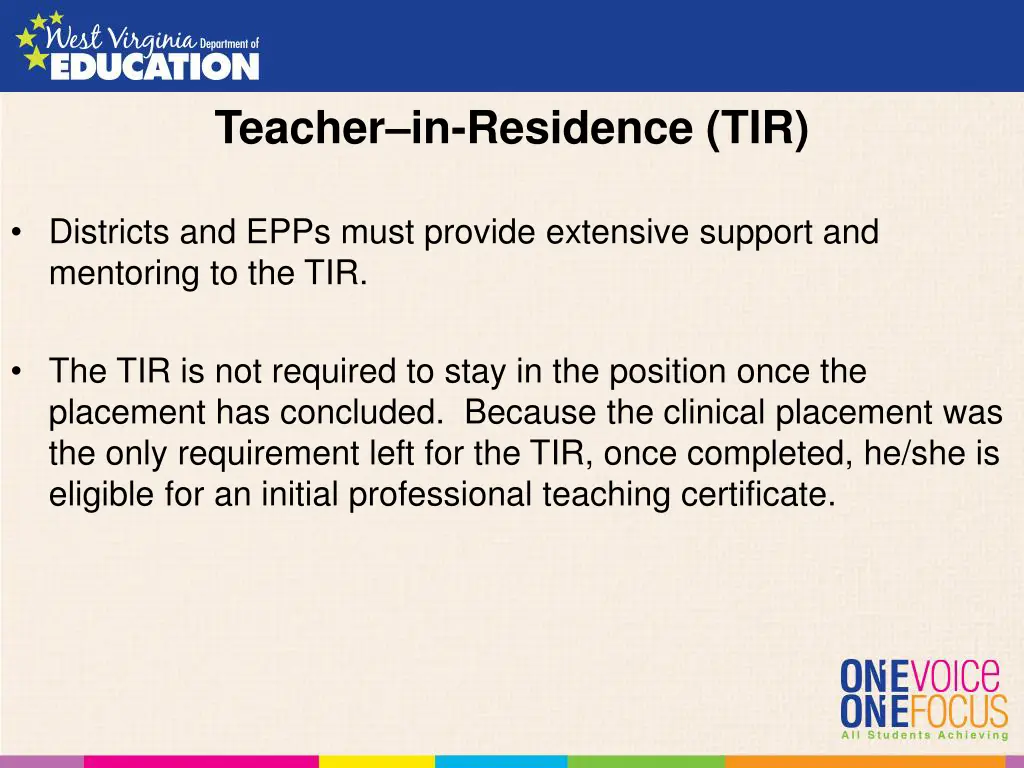 teacher in residence tir 1