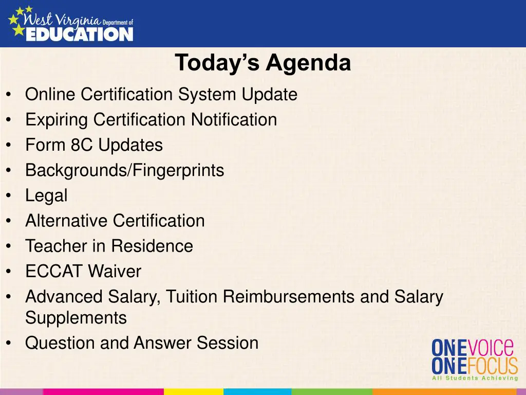 today s agenda
