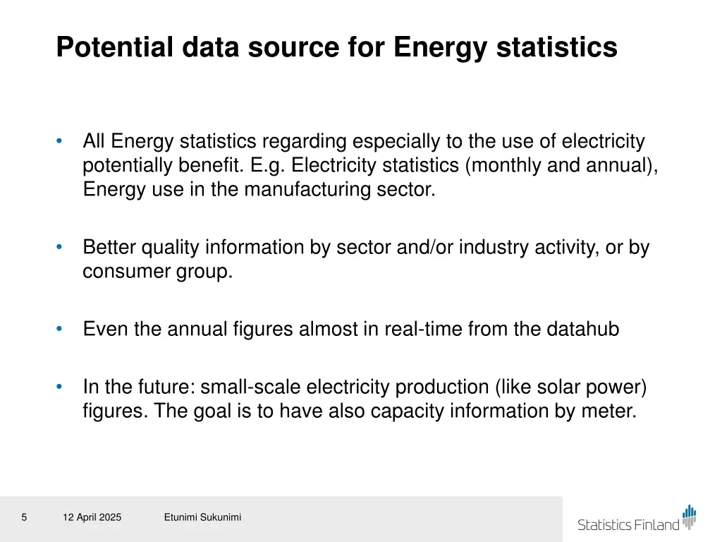 potential data source for energy statistics