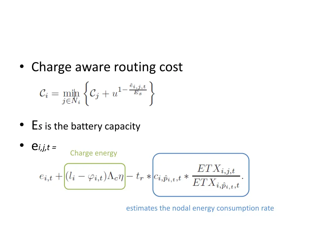 charge aware routing cost