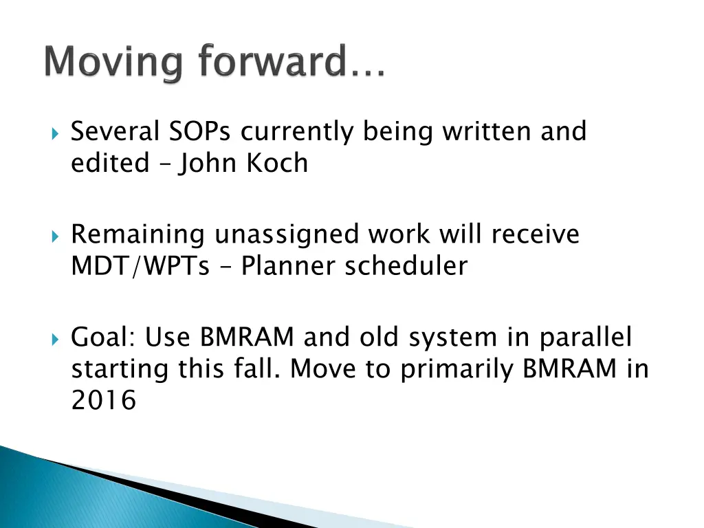 several sops currently being written and edited