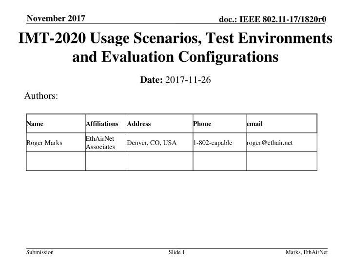 november 2017 imt 2020 usage scenarios test