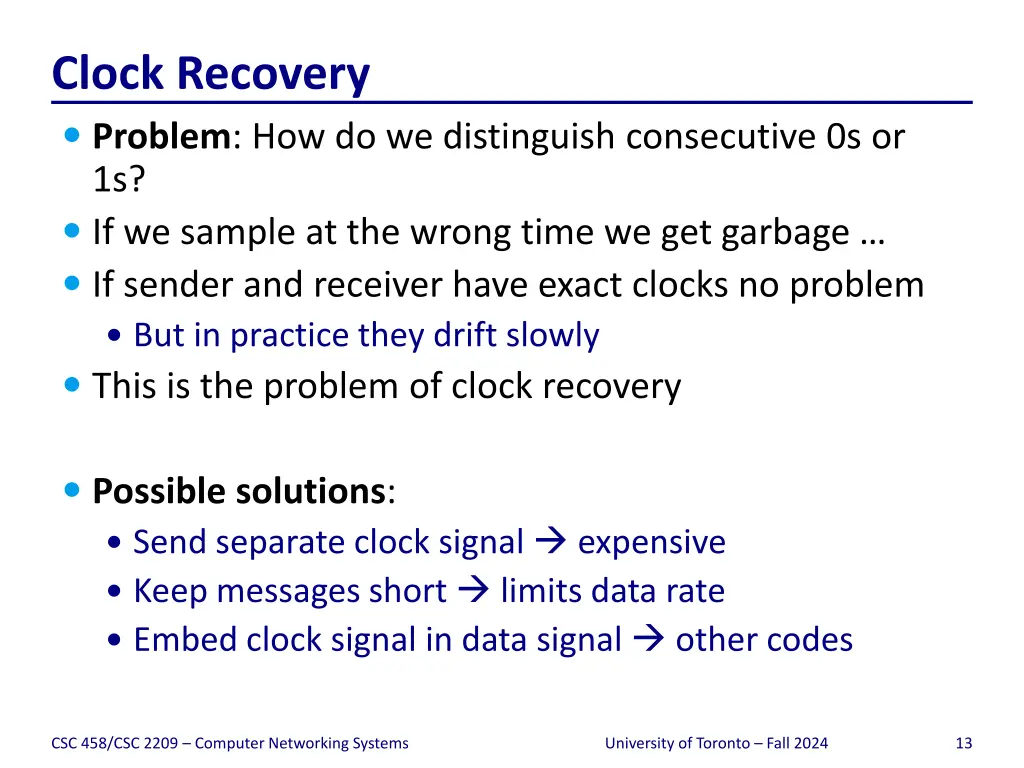 clock recovery problem how do we distinguish