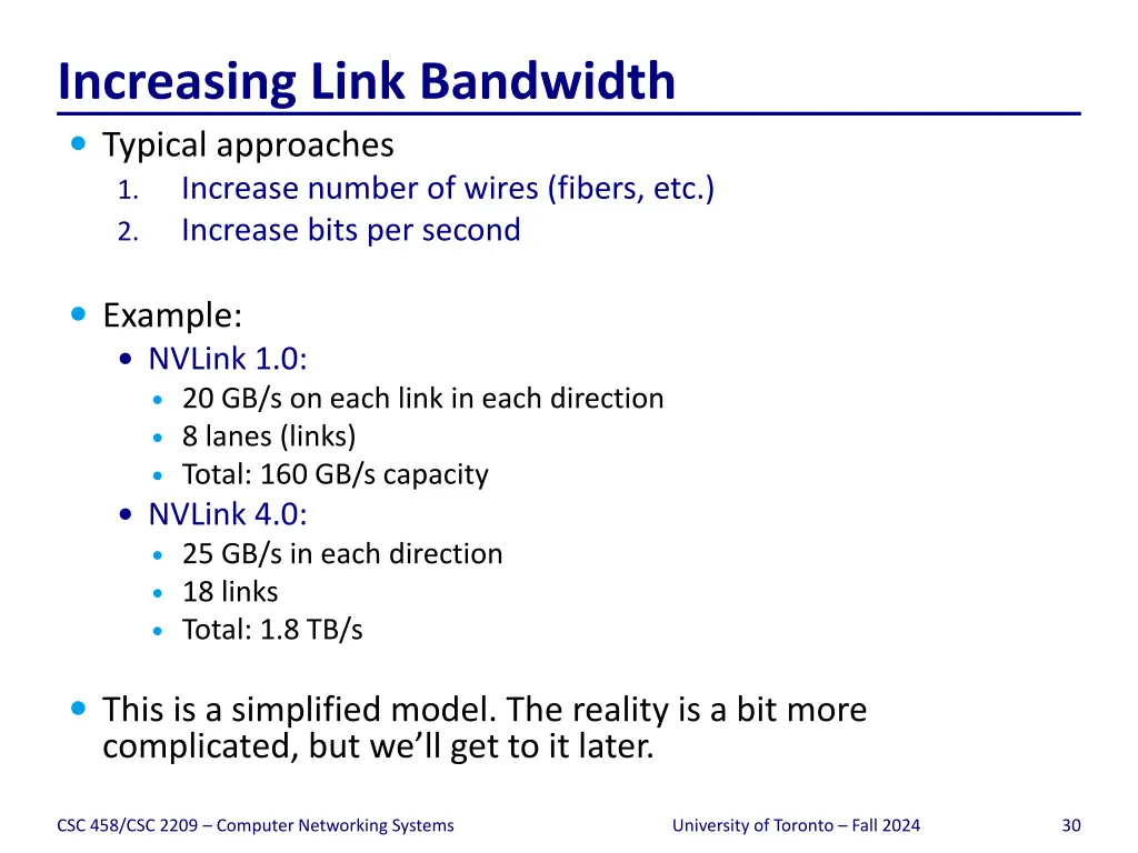 increasing link bandwidth typical approaches