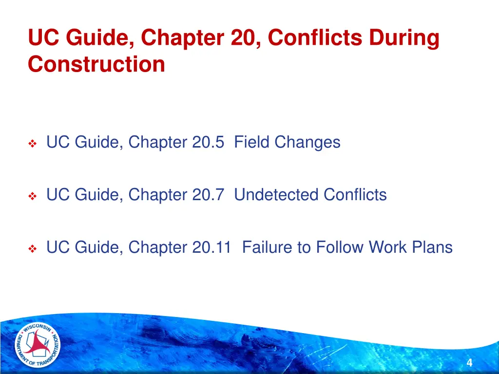 uc guide chapter 20 conflicts during construction