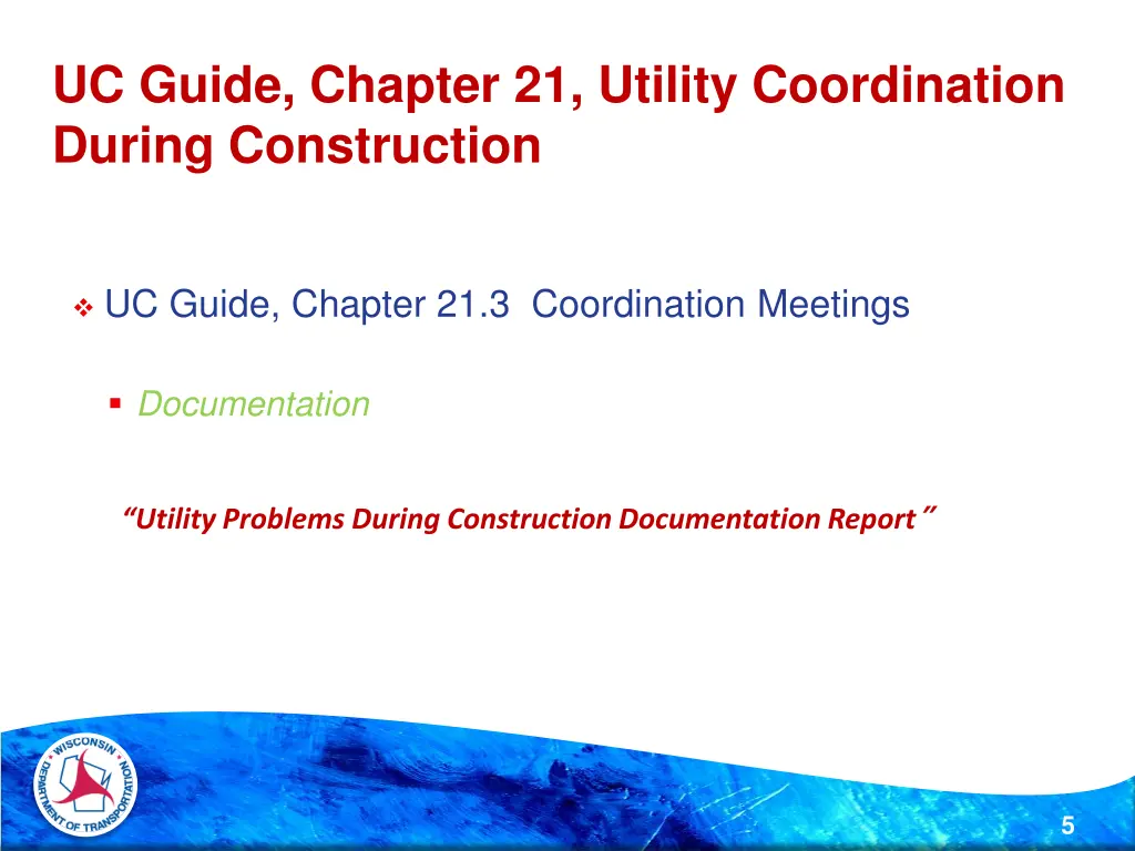 uc guide chapter 21 utility coordination during
