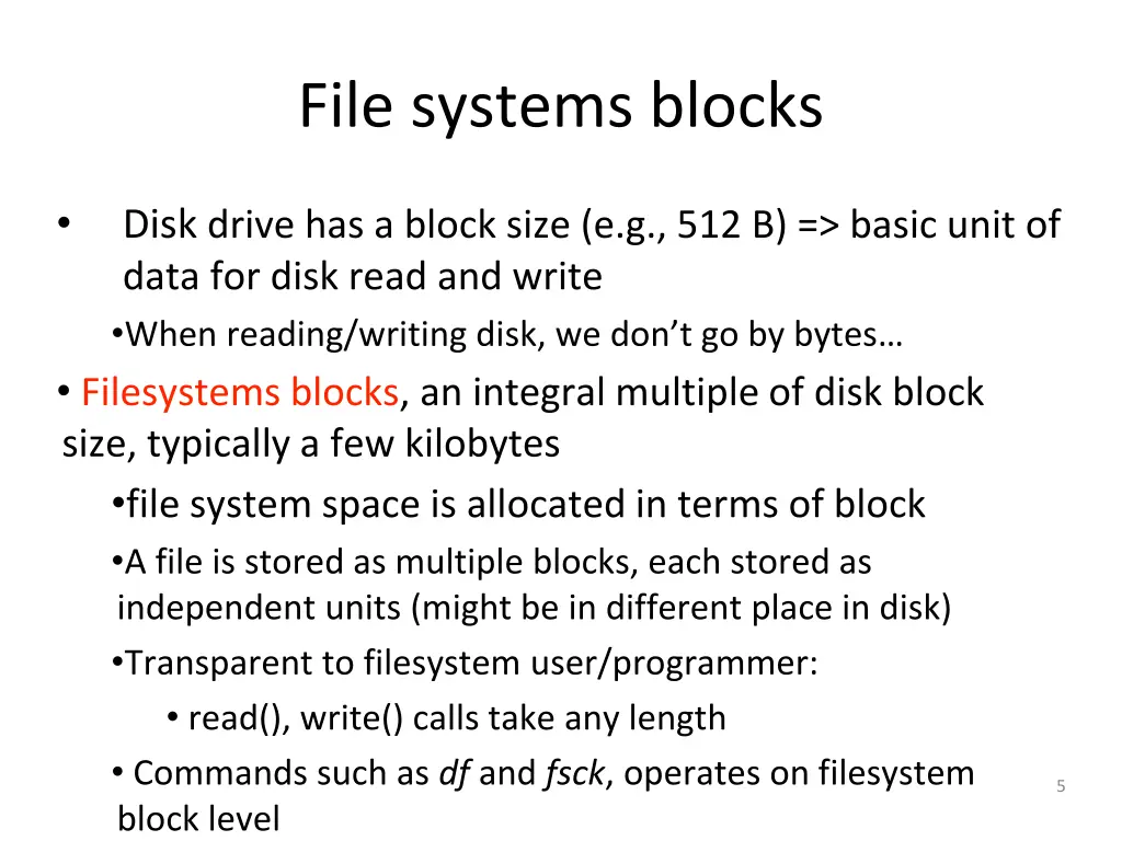 file systems blocks