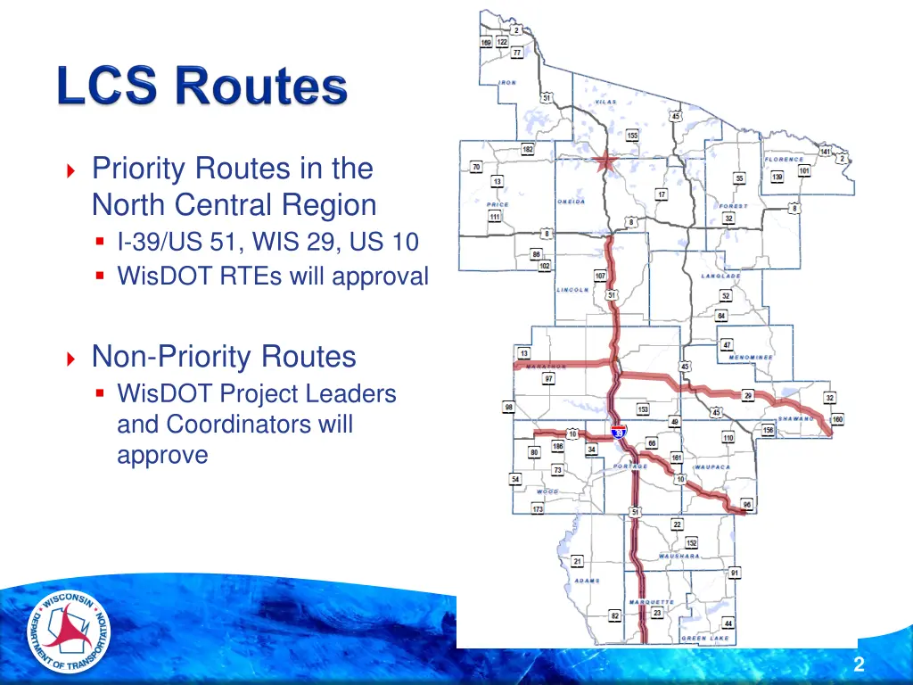 priority routes in the north central region