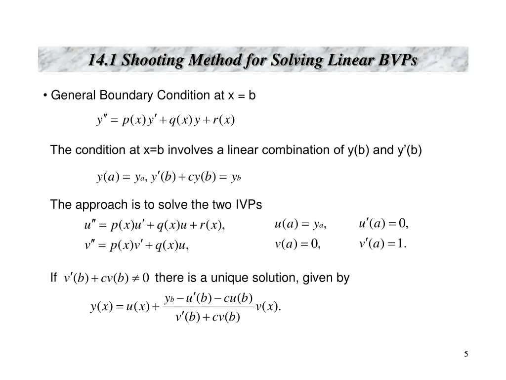 14 1 shooting method for solving linear bvps 2