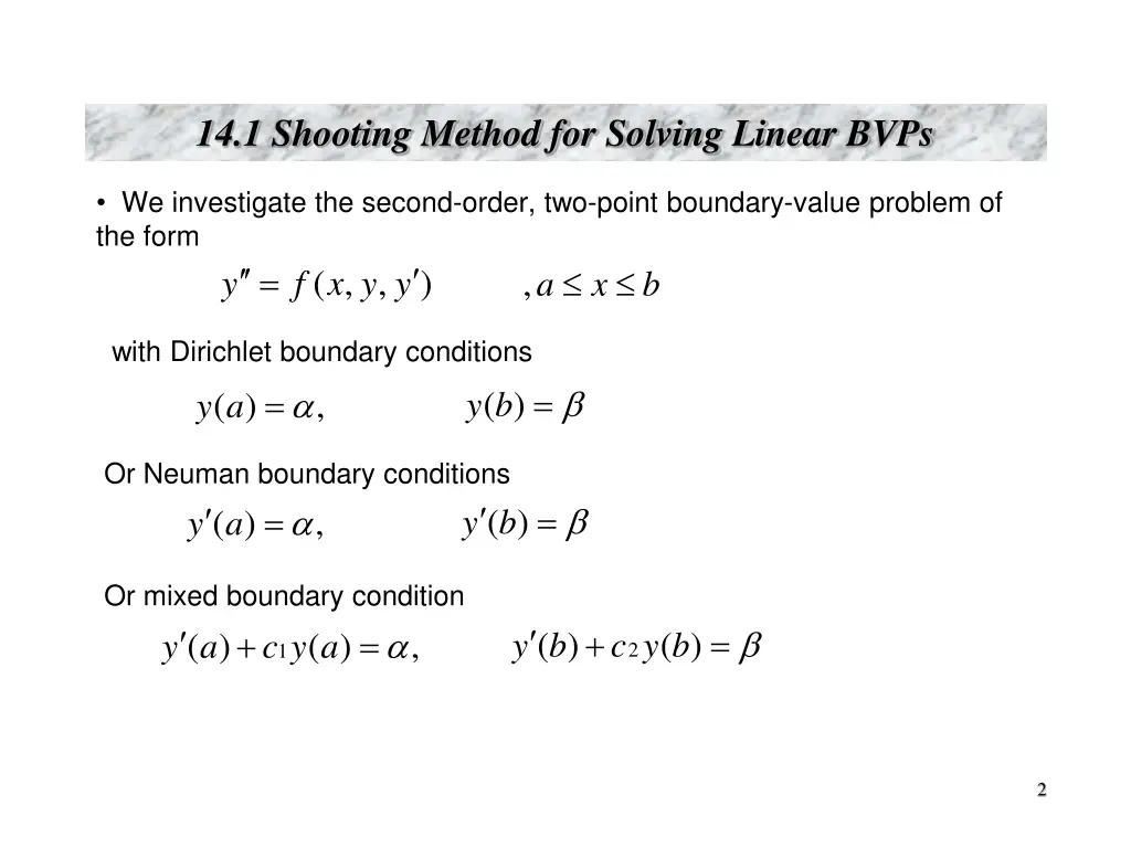 14 1 shooting method for solving linear bvps