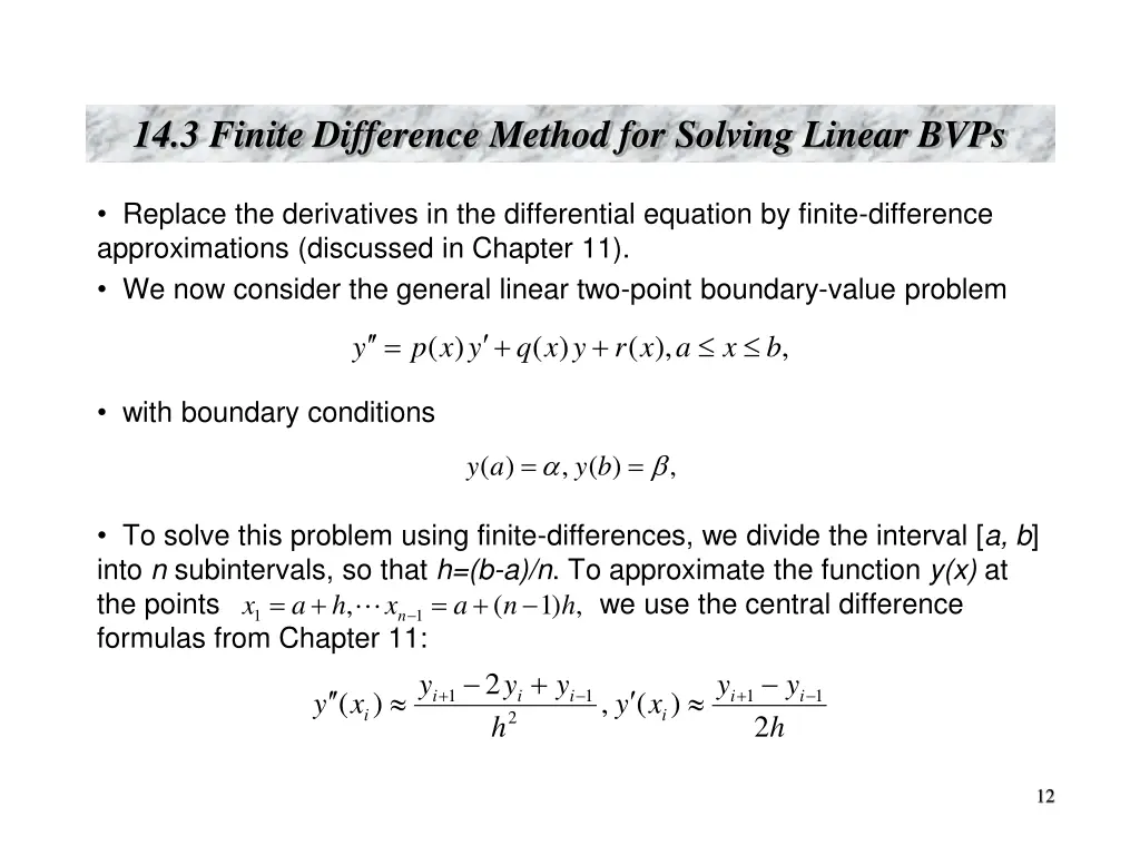 14 3 finite difference method for solving linear
