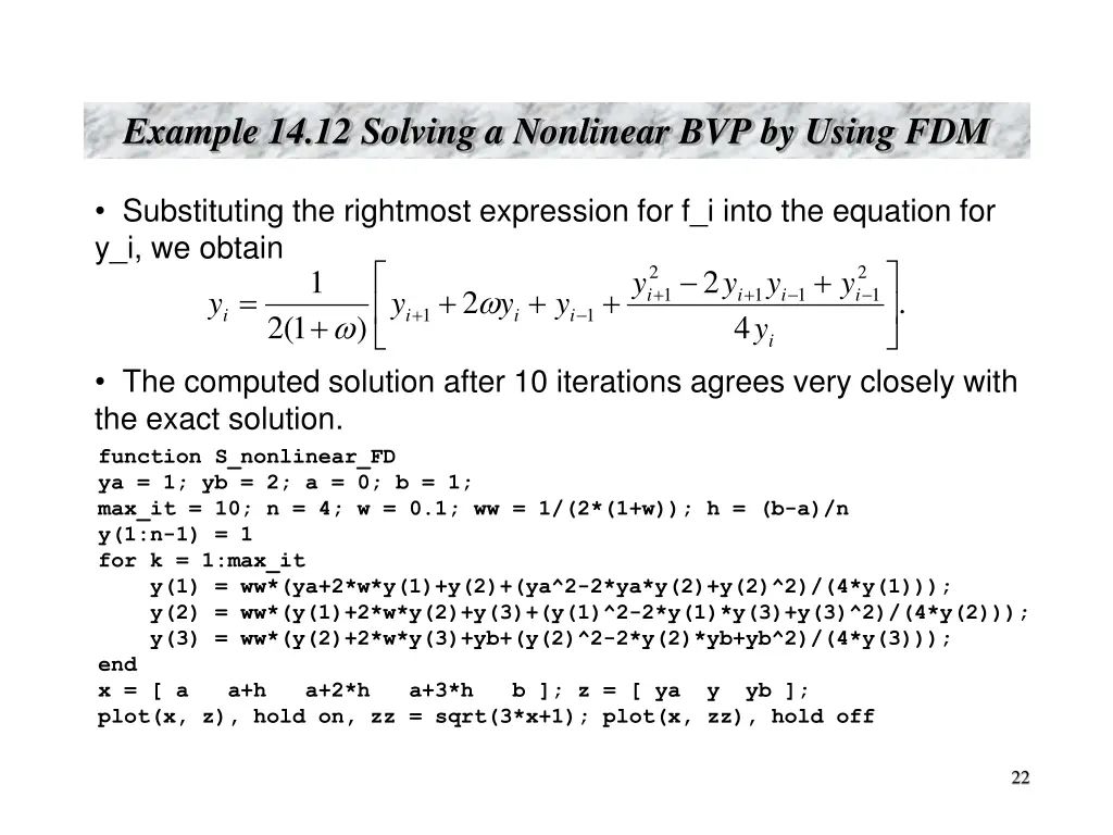 example 14 12 solving a nonlinear bvp by using fdm 1