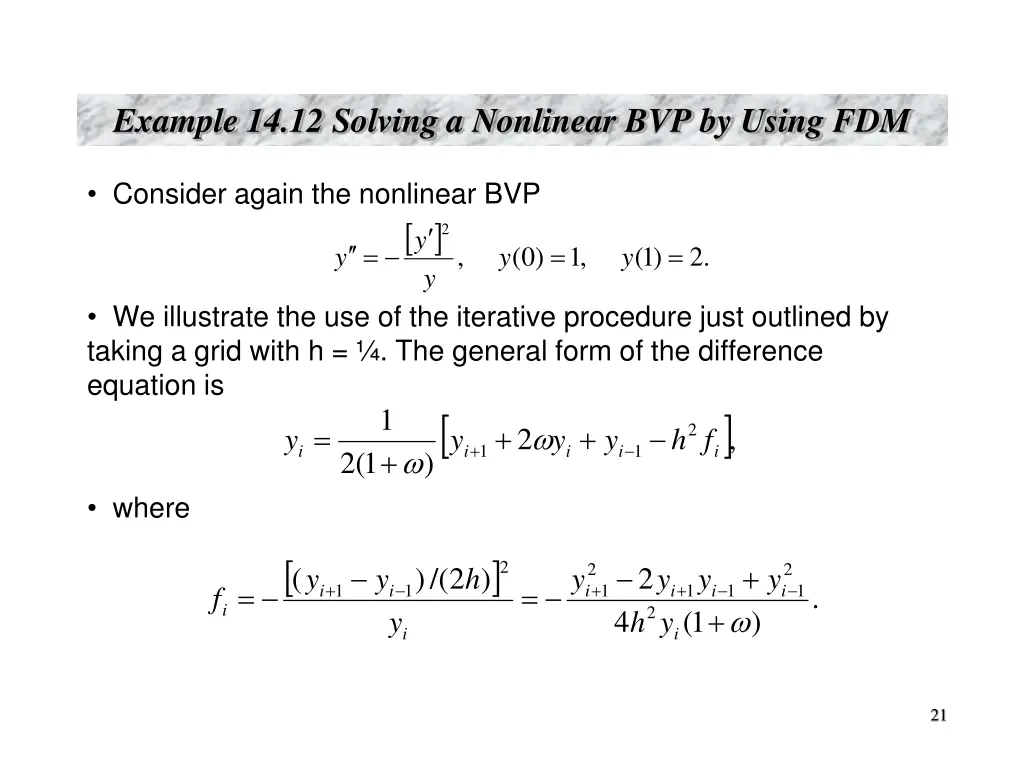 example 14 12 solving a nonlinear bvp by using fdm
